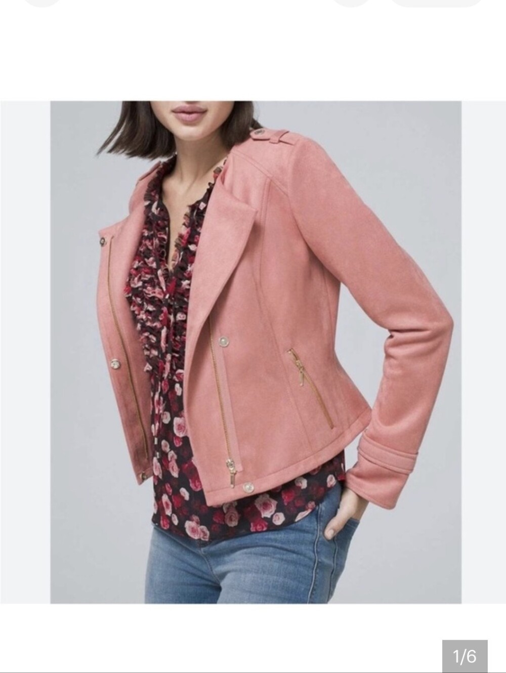 White House Black Market Rose Pink Moto Jacket